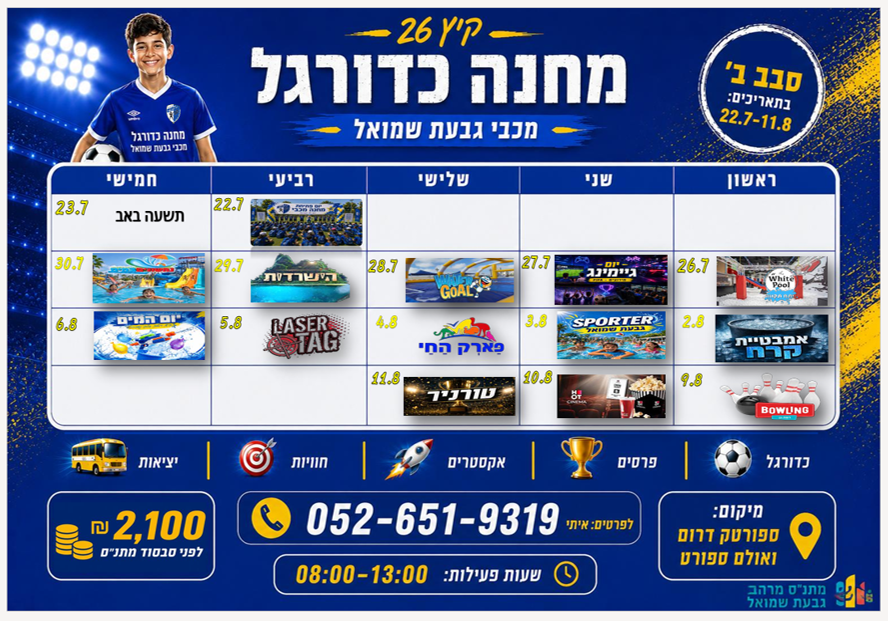 תוכנית מחנה כדורגל מחזור ב 